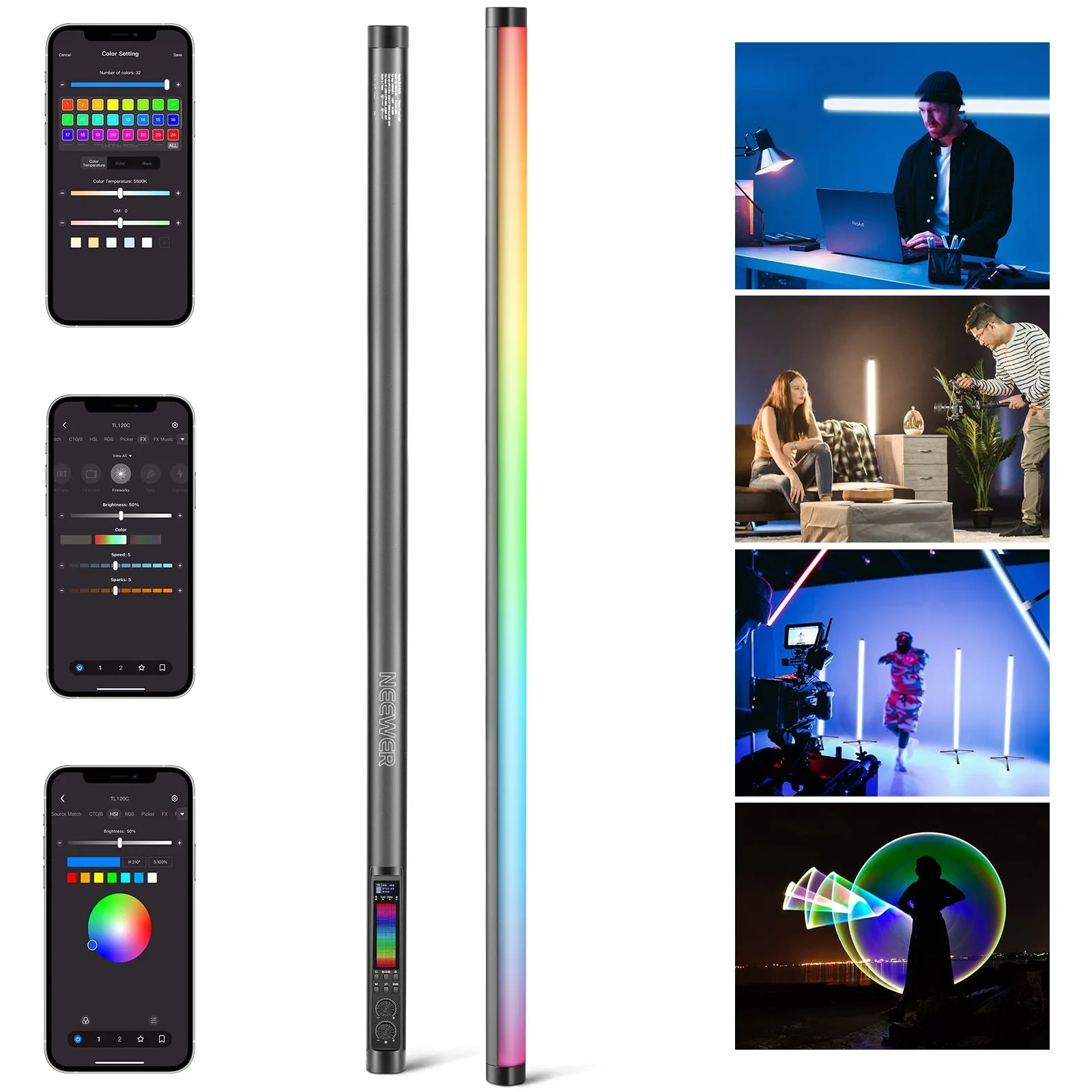 NEEWER TL120C 42W RGB Tube Light with APP/2.4G/DMX Control