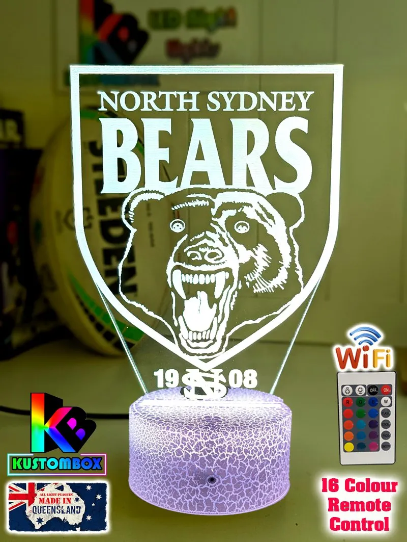 North Sydney Bears ARL Football Team 3D LED Night Light Lamp