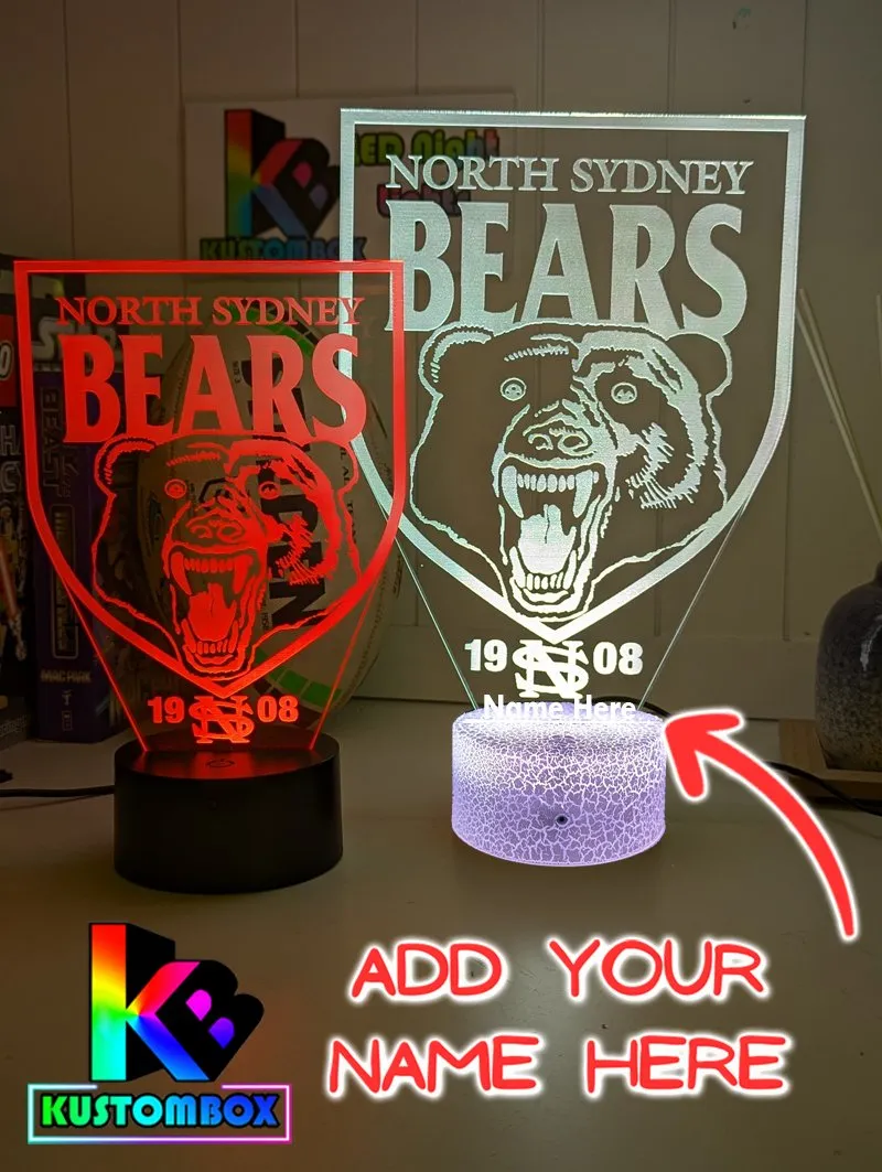 North Sydney Bears ARL Football Team 3D LED Night Light Lamp