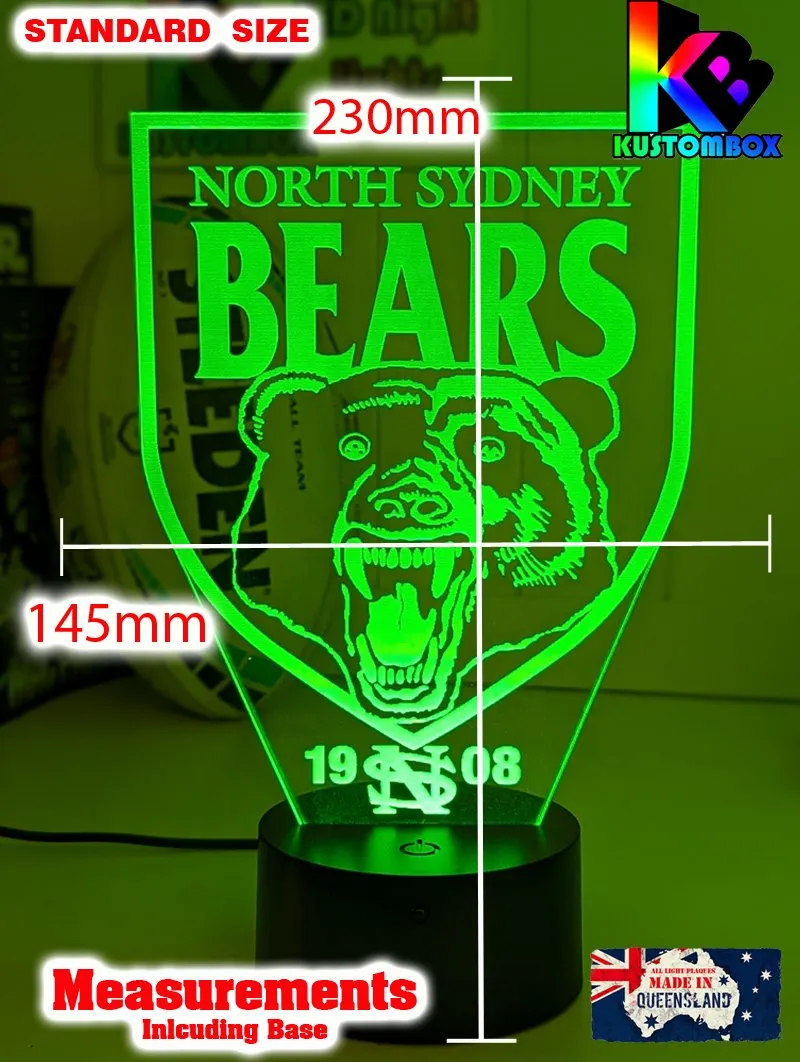 North Sydney Bears ARL Football Team 3D LED Night Light Lamp