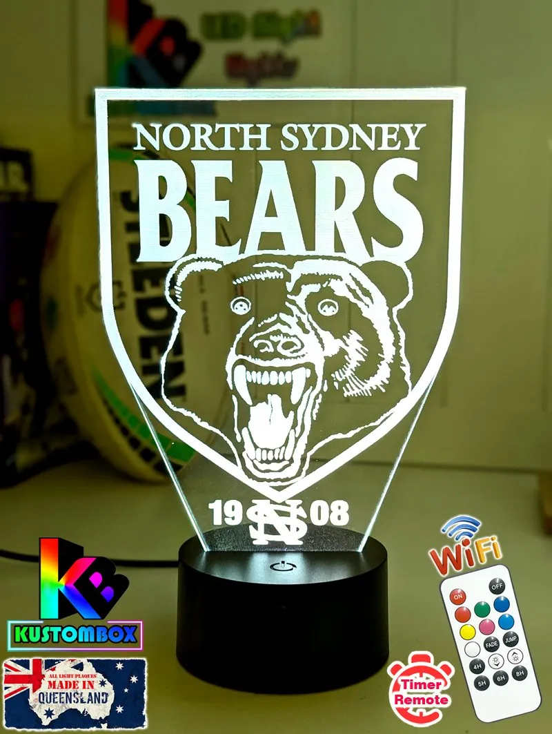 North Sydney Bears ARL Football Team 3D LED Night Light Lamp