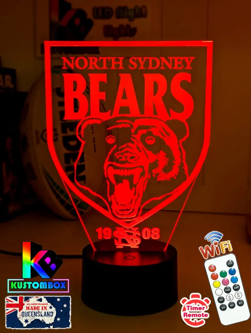 North Sydney Bears ARL Football Team 3D LED Night Light Lamp