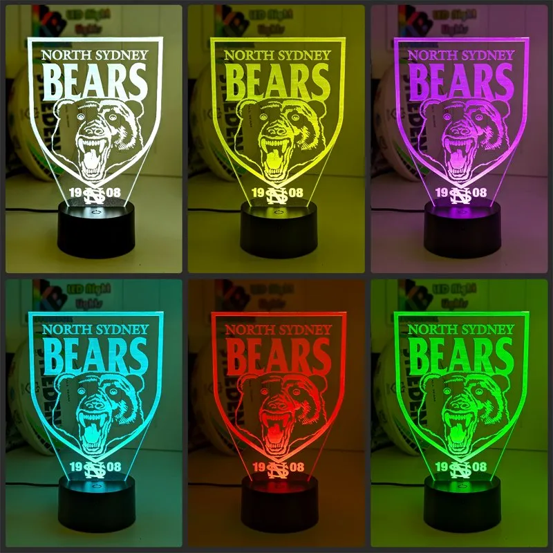 North Sydney Bears ARL Football Team 3D LED Night Light Lamp