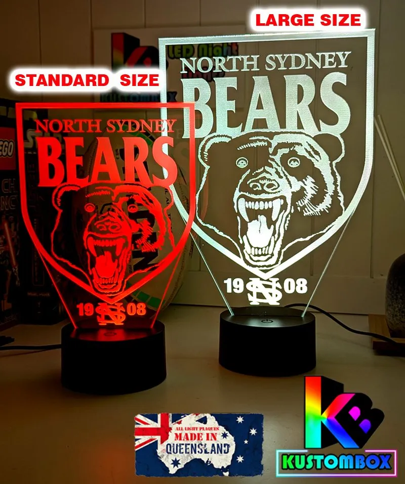 North Sydney Bears ARL Football Team 3D LED Night Light Lamp