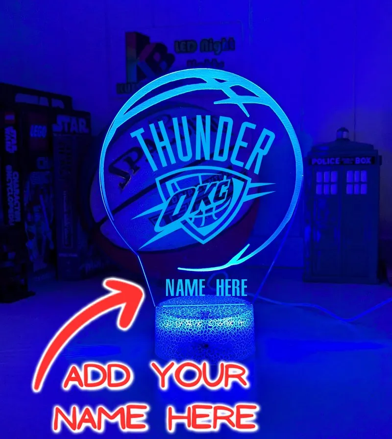 Oklahoma City Thunder Basketball Team 3D LED Night Light