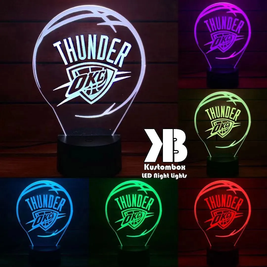 Oklahoma City Thunder Basketball Team 3D LED Night Light