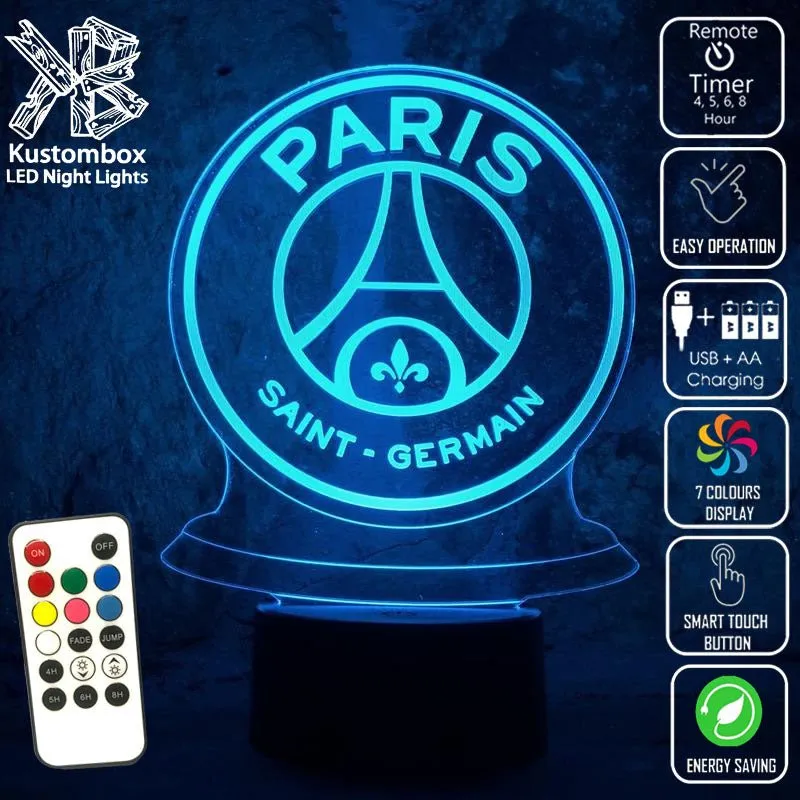 Paris Saint-Germain Football Club 3d LED Night Light Lamp