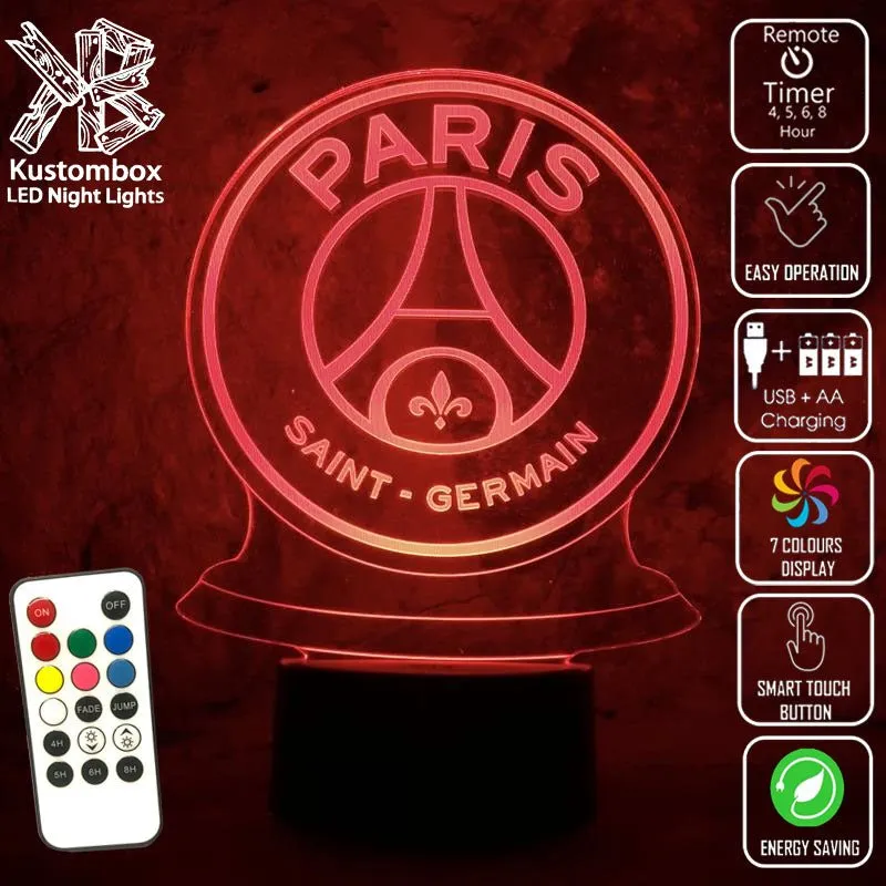 Paris Saint-Germain Football Club 3d LED Night Light Lamp