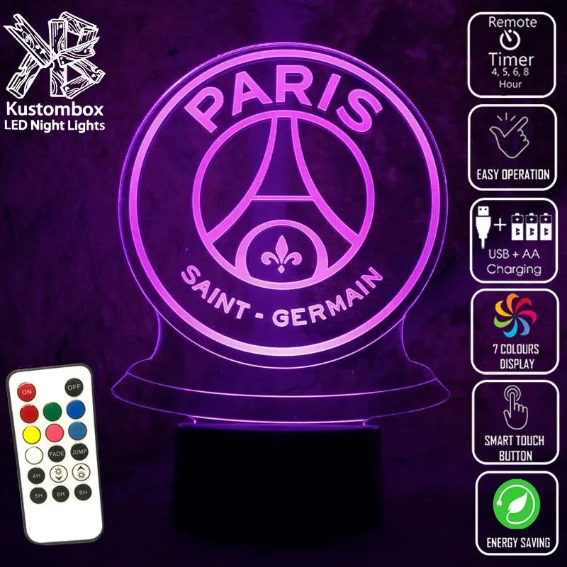Paris Saint-Germain Football Club 3d LED Night Light Lamp