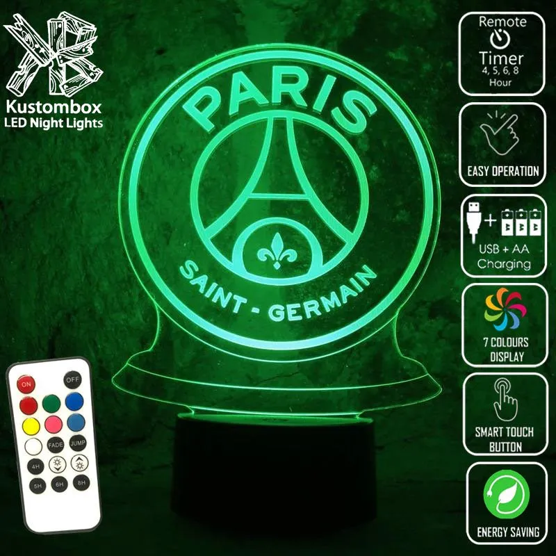 Paris Saint-Germain Football Club 3d LED Night Light Lamp