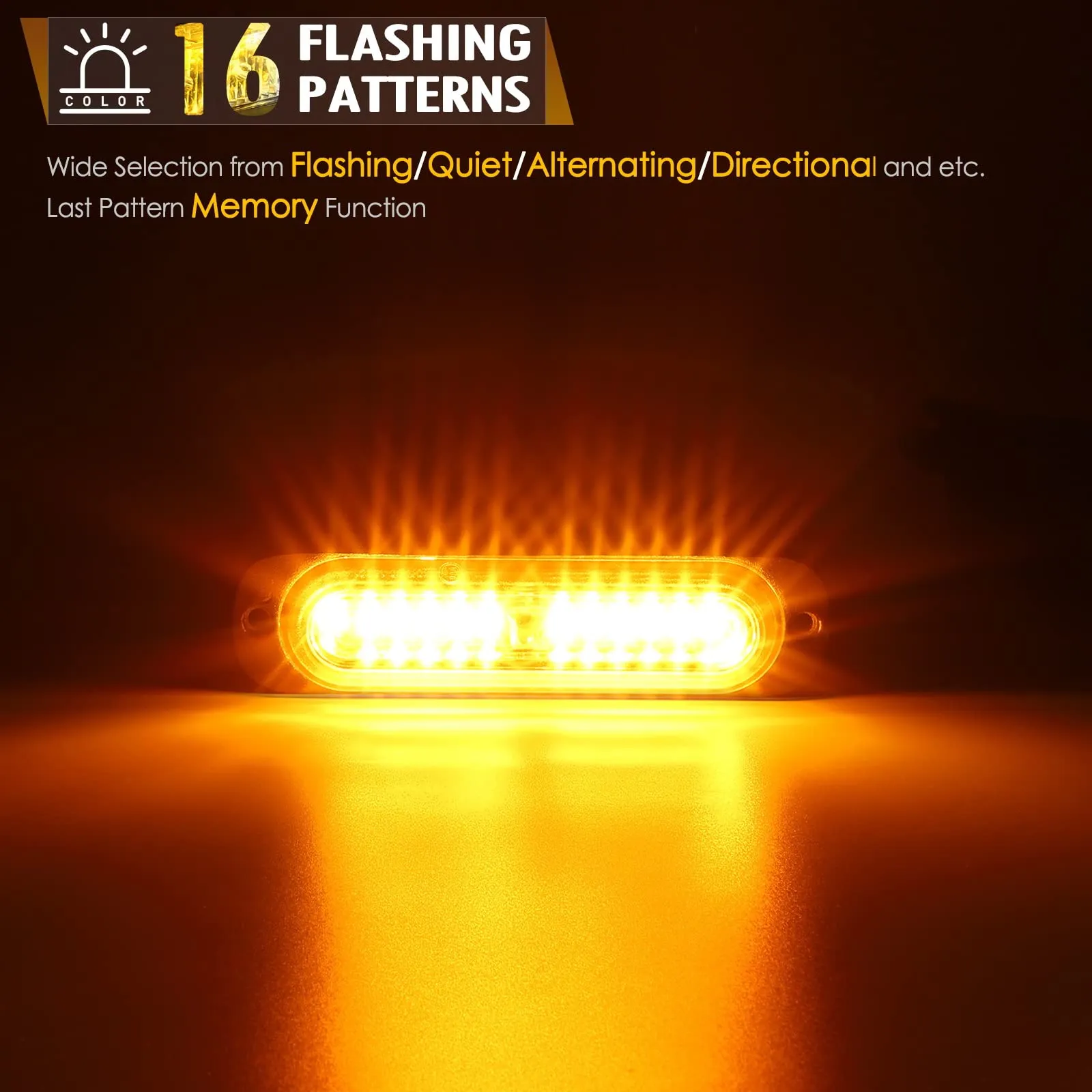 Partsam LED Oval Emergency Amber Truck Strobe Lights Kit