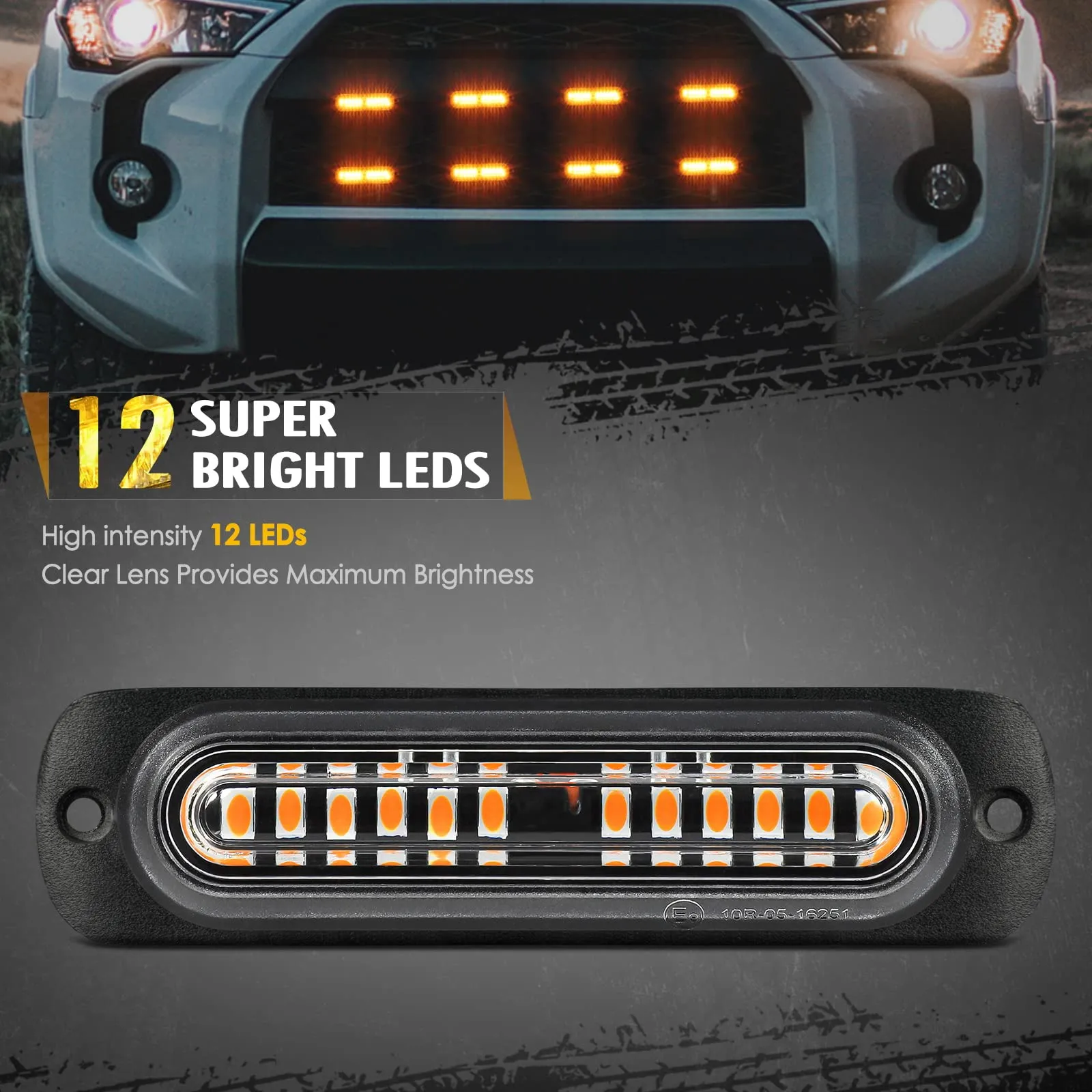 Partsam LED Oval Emergency Amber Truck Strobe Lights Kit