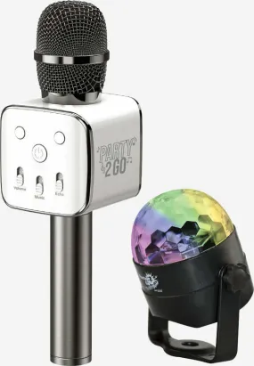 Party2-Go Black Karaoke Mic Disco Ball Combo