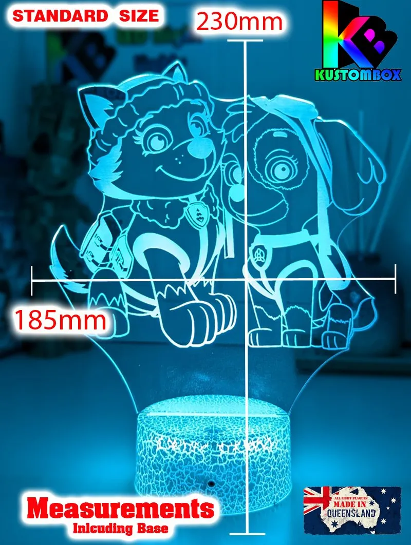Paw Patrol Skye & Everest Personalised Name 3D LED Night Light Lamp