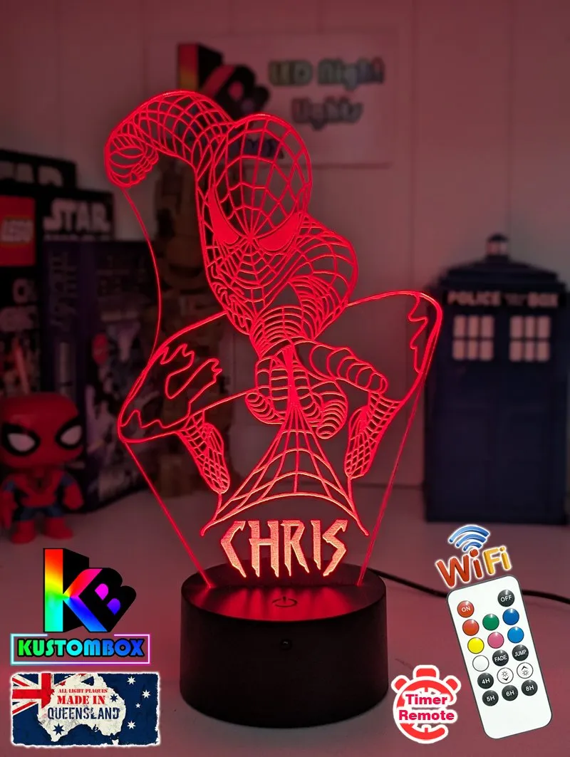 PERSONALISED NAME SPIDERMAN 3D LED Night Light Lamp