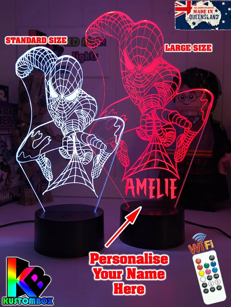 PERSONALISED NAME SPIDERMAN 3D LED Night Light Lamp