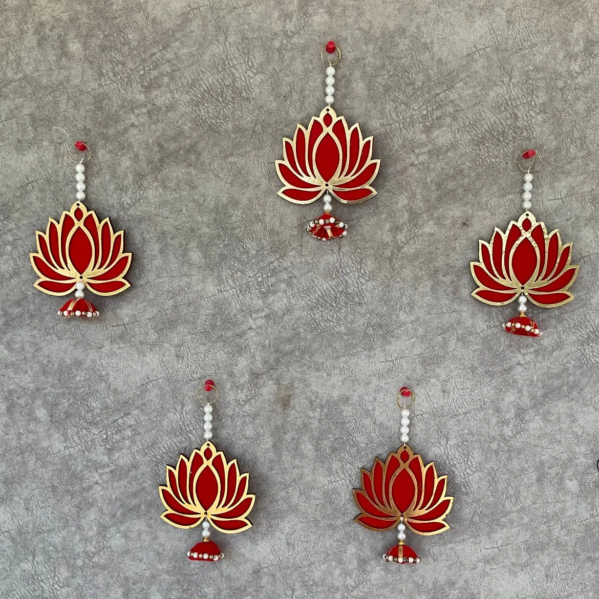 Pichwai Cow Lotus & Frills Wall Decor With Decorative Plate & Tea Light (Set of 18) - Festive Decoration Wall Hanging