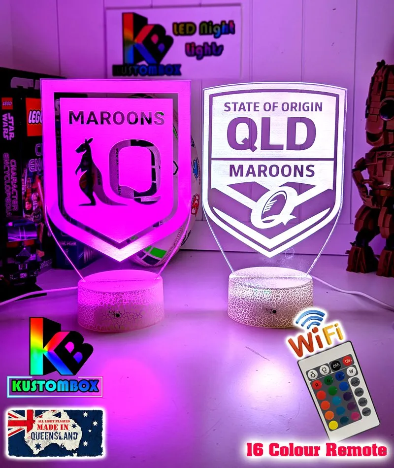QLD Maroons New Logo Banner Rugby League Football LED Night Light