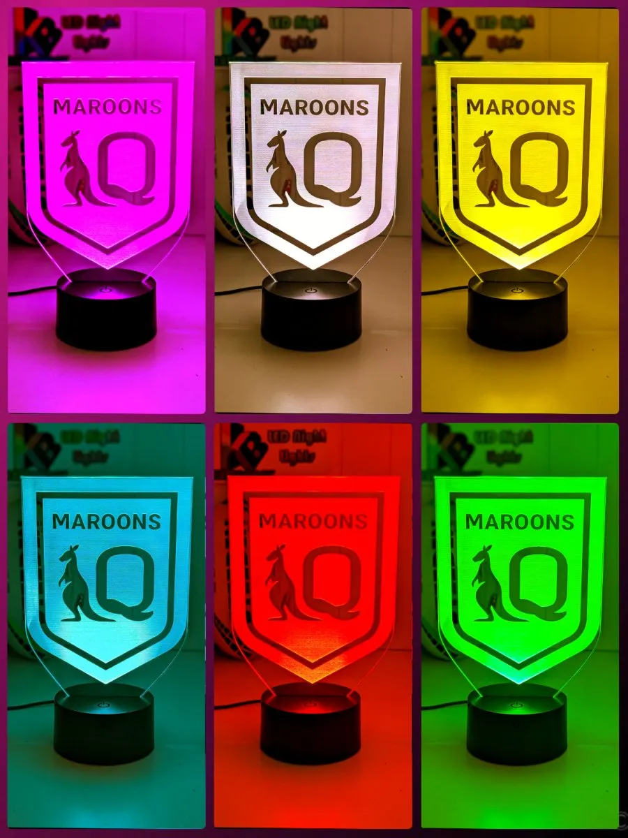 QLD Maroons New Logo Banner Rugby League Football LED Night Light