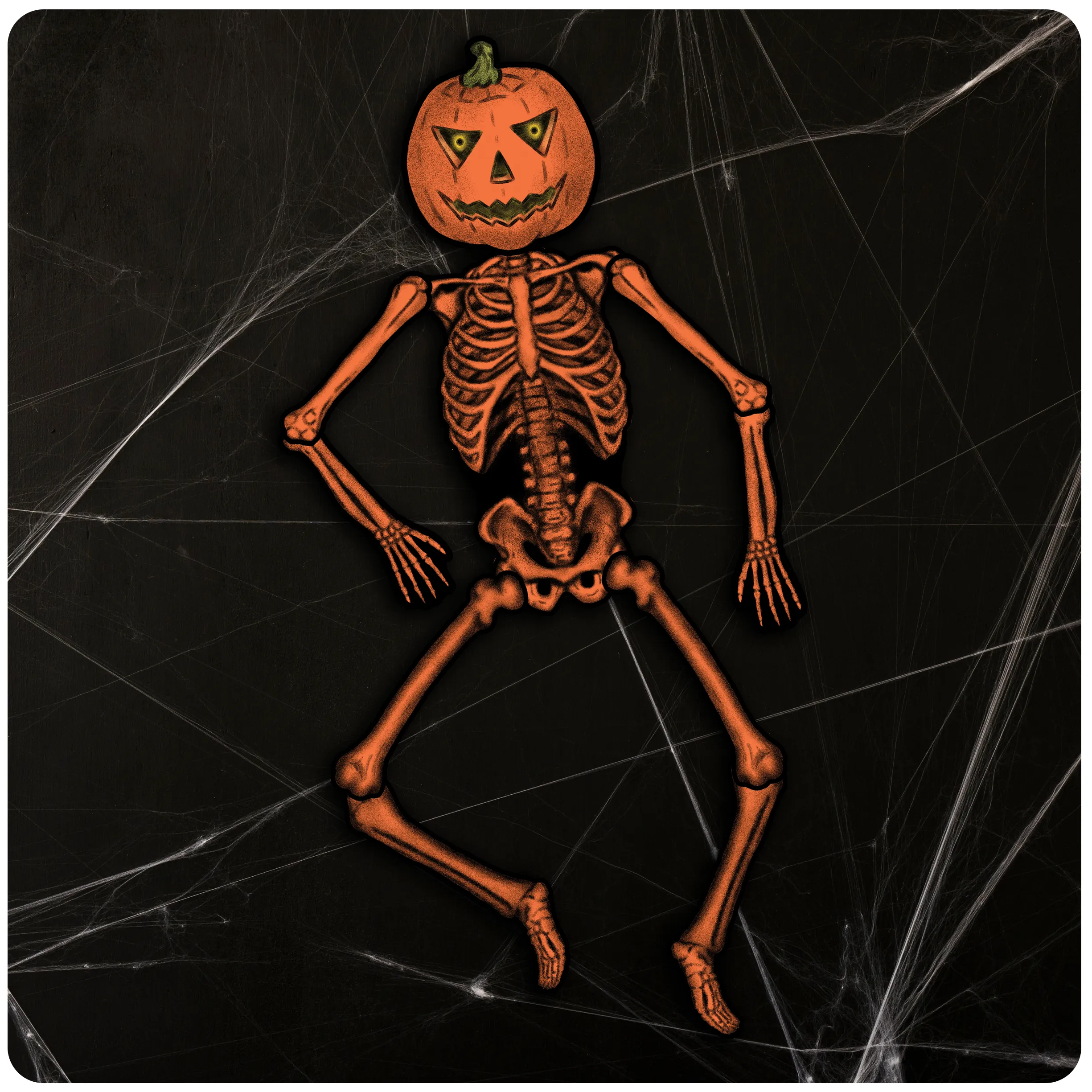 Retro Style Halloween Jointed Pumpkin Skeleton Cutout Decoration