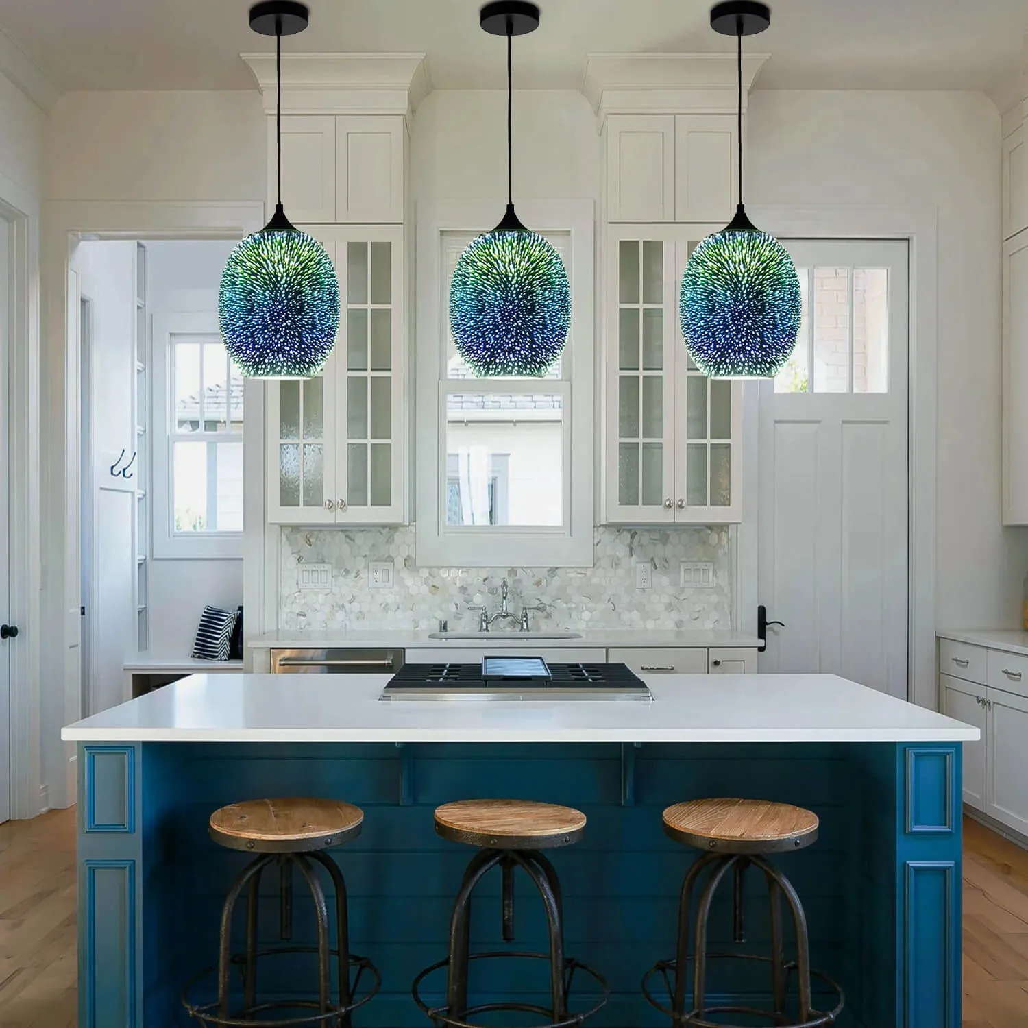 Rylight 3D Colorful Glass Fireworks Art Pendant Light