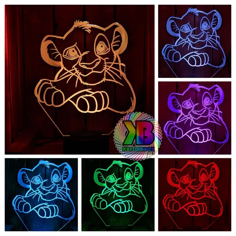 Simba King of the Jungle Personalised Name 3D LED Night Light Lamp