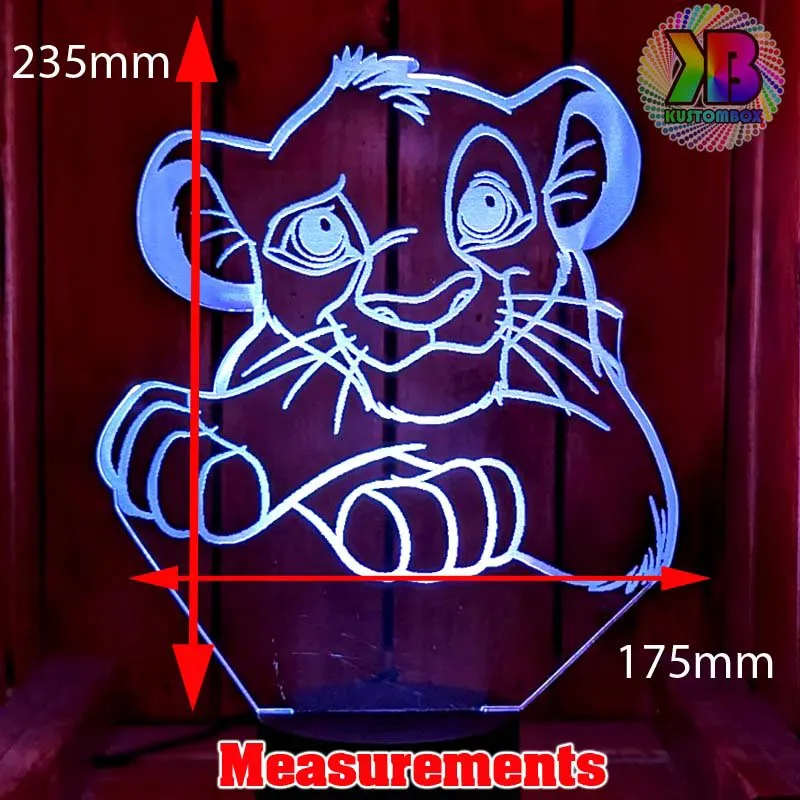 Simba King of the Jungle Personalised Name 3D LED Night Light Lamp