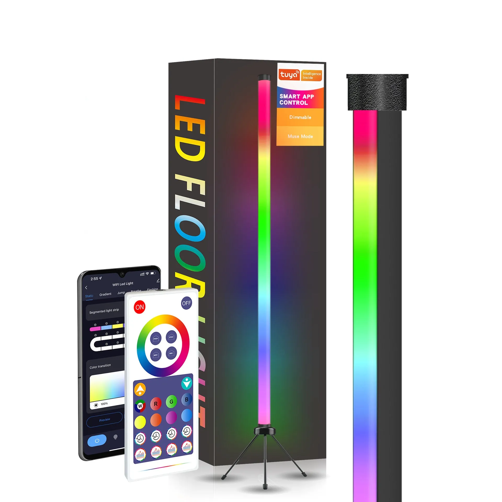 Smart APP RC Control LED RGB Floor Lamp with Music Sync