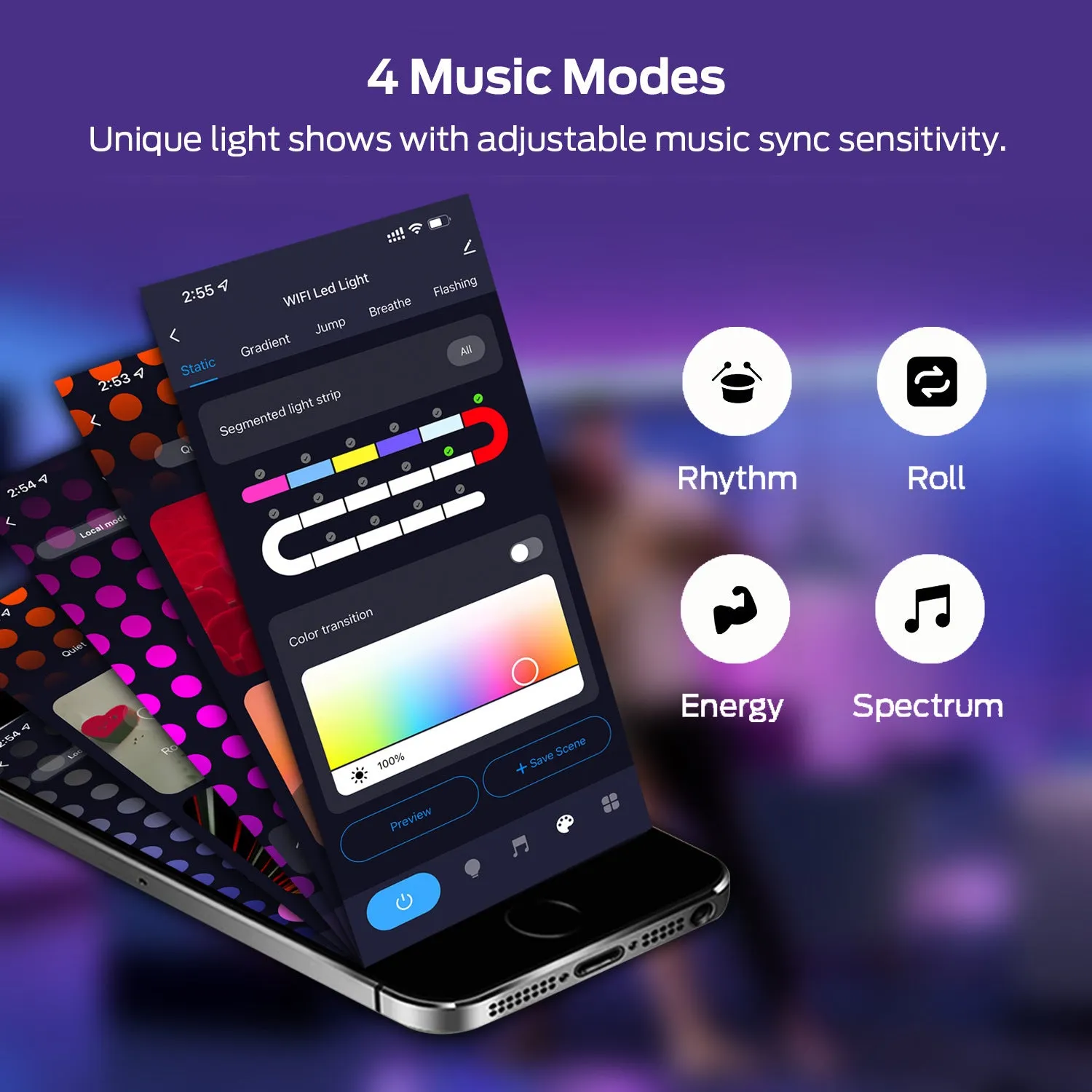 Smart APP RC Control LED RGB Floor Lamp with Music Sync