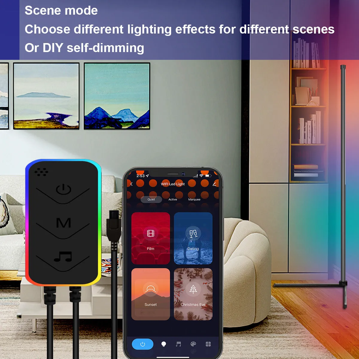 Smart APP RC Control LED RGB Floor Lamp with Music Sync