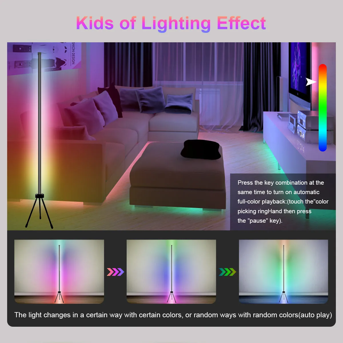 Smart APP RC Control LED RGB Floor Lamp with Music Sync