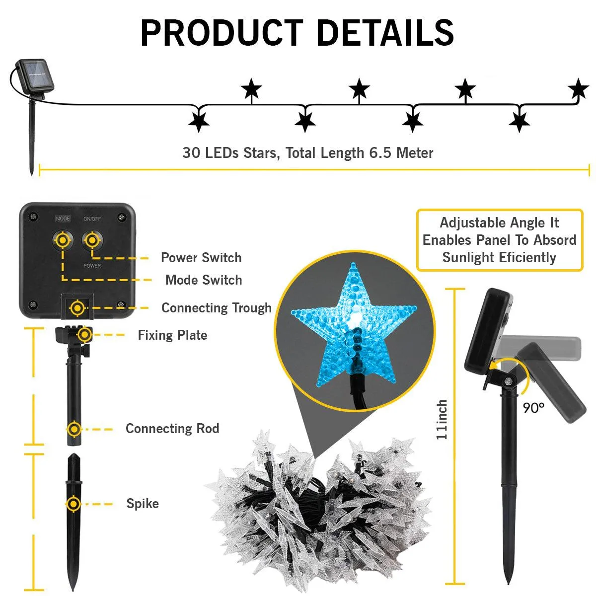 Solar Star String Lights For Outdoor