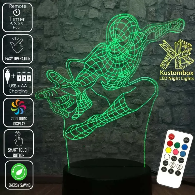SPIDERMAN Personalised 3D LED Night Light Lamp