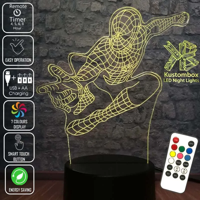 SPIDERMAN Personalised 3D LED Night Light Lamp