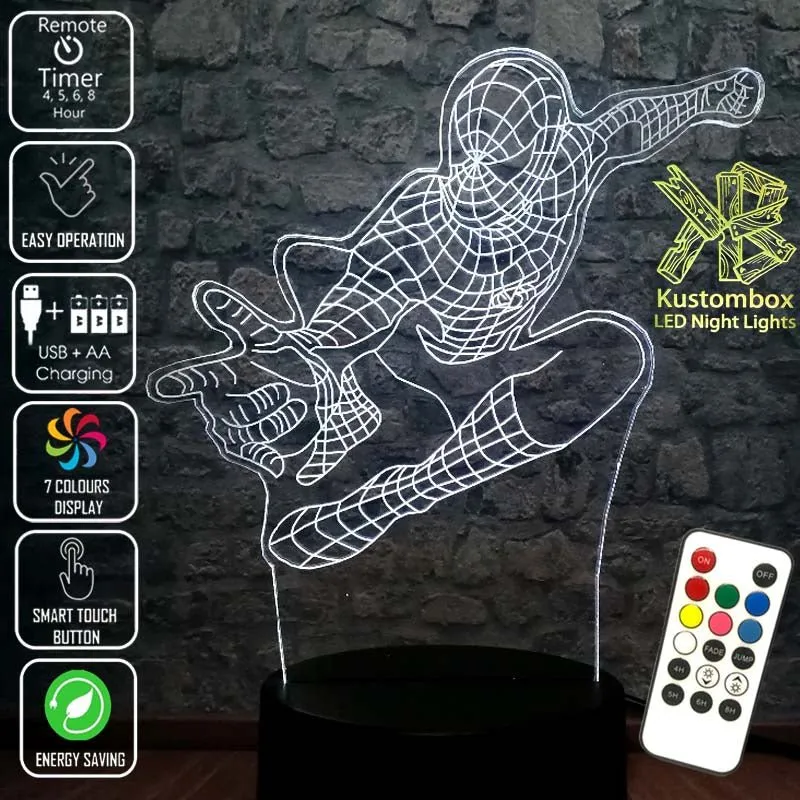SPIDERMAN Personalised 3D LED Night Light Lamp