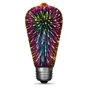 ST19 Infinity 3D Fireworks Effect LED Bulb, 2 Watts, E26, Prismatic White, Non-dimmable