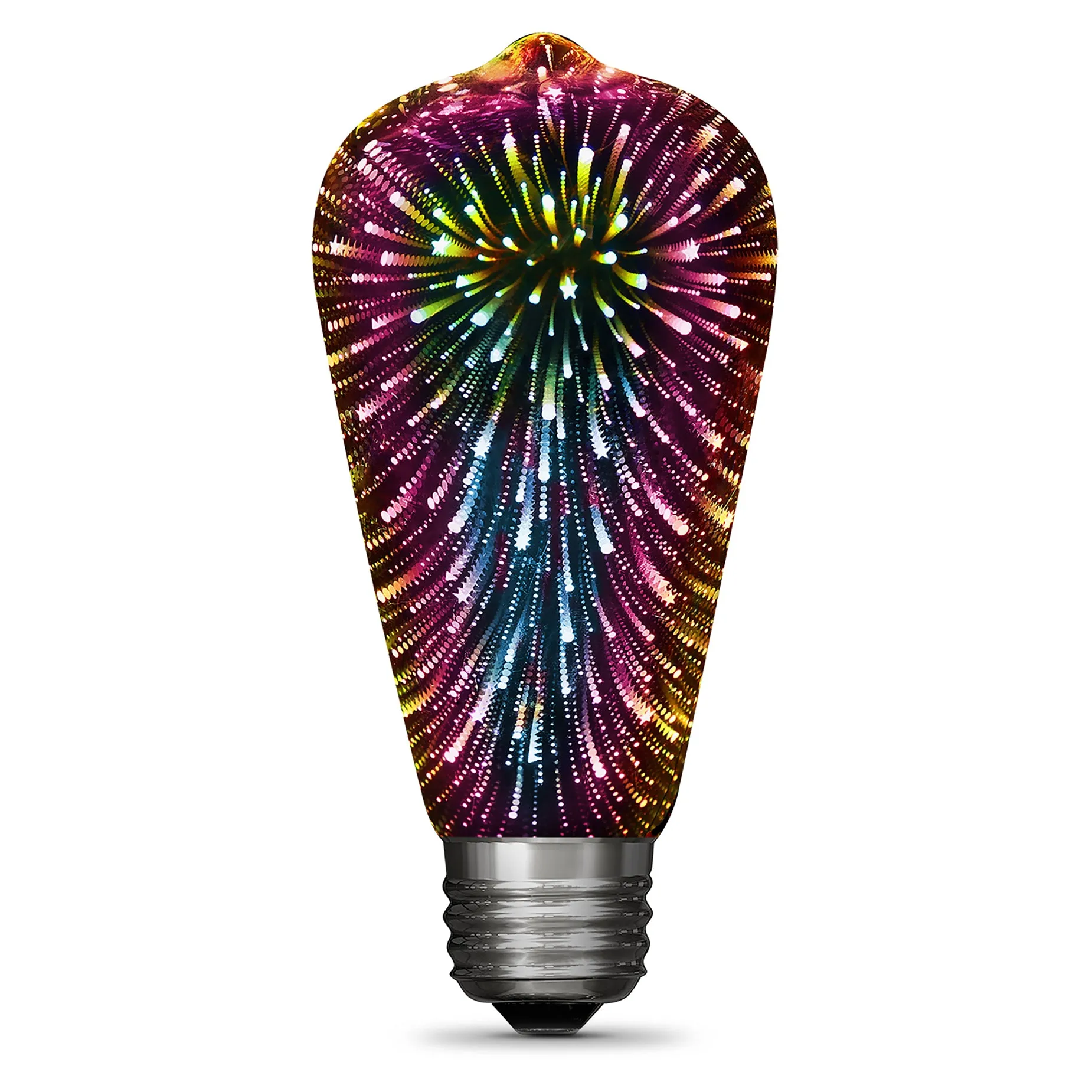 ST19 Infinity 3D Fireworks Effect LED Bulb, 2 Watts, E26, Prismatic White, Non-dimmable