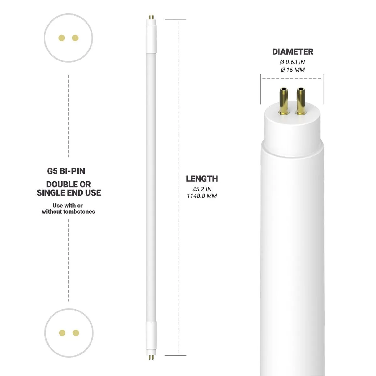 T5 LED Light Lights 4FT - 4000K - Type A&B - Plug and Play or Ballast Bypass - 24W - 3200LM - Double Ended - 30 Pack