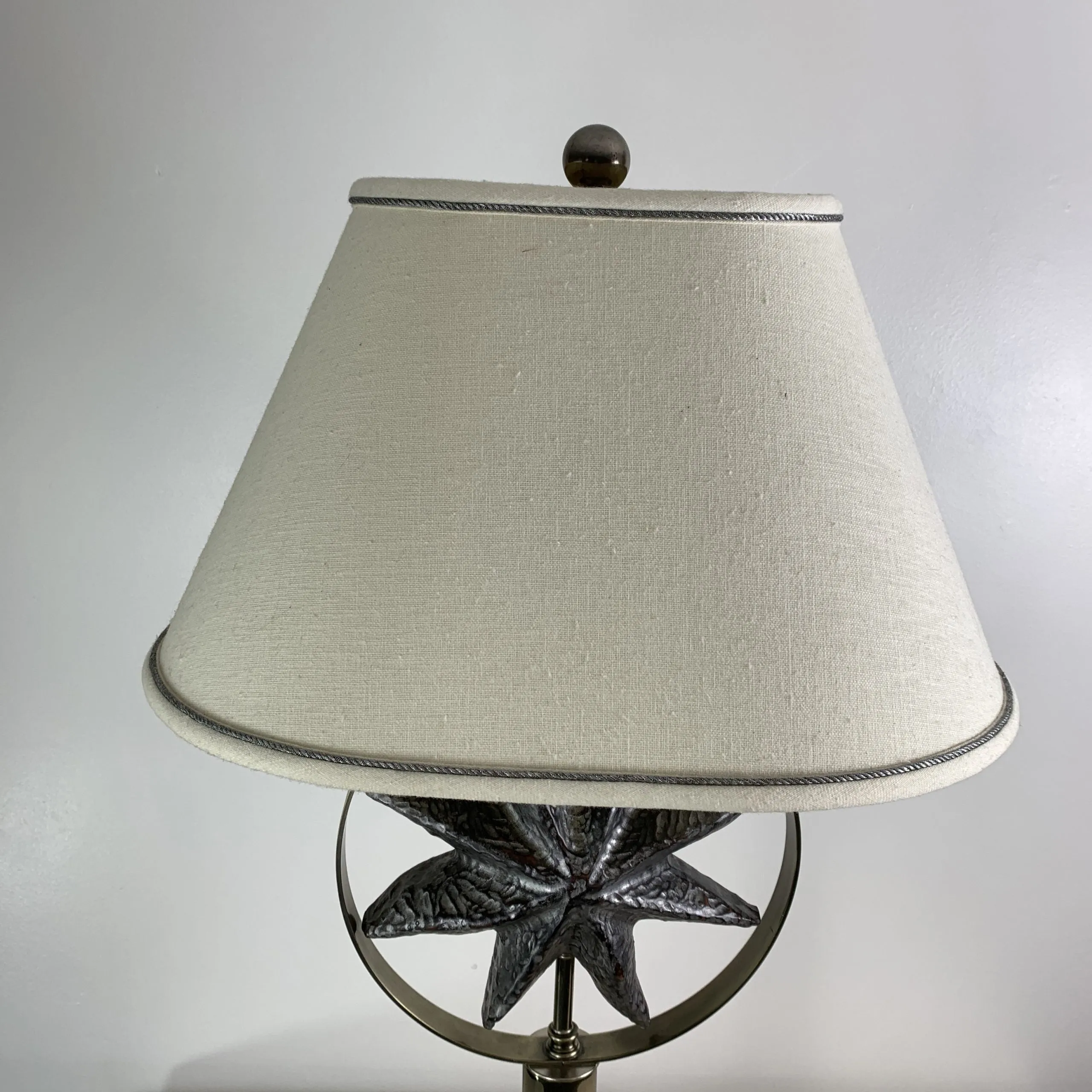 Table Lamp, Brass with Pewter Star Design, Tall
