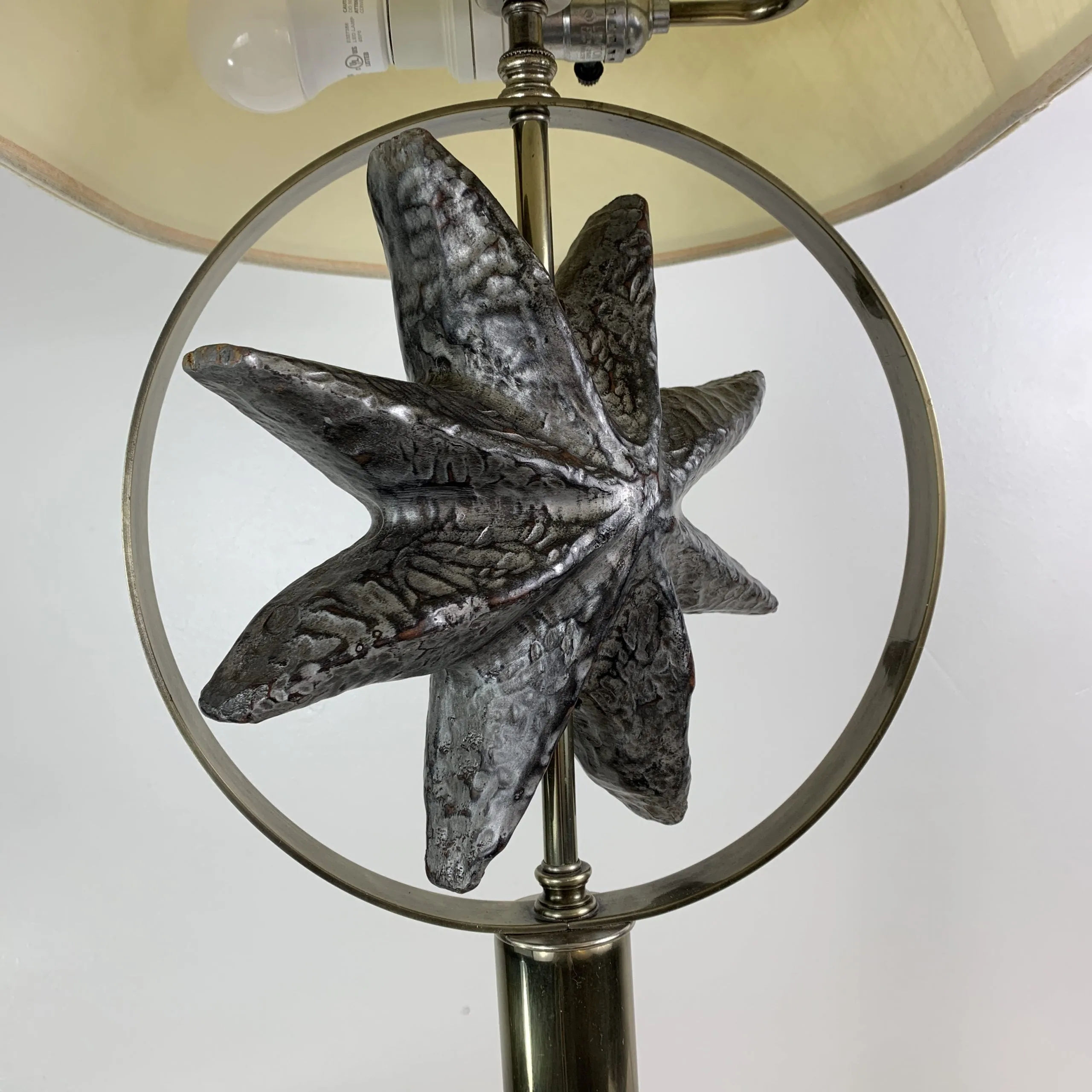 Table Lamp, Brass with Pewter Star Design, Tall