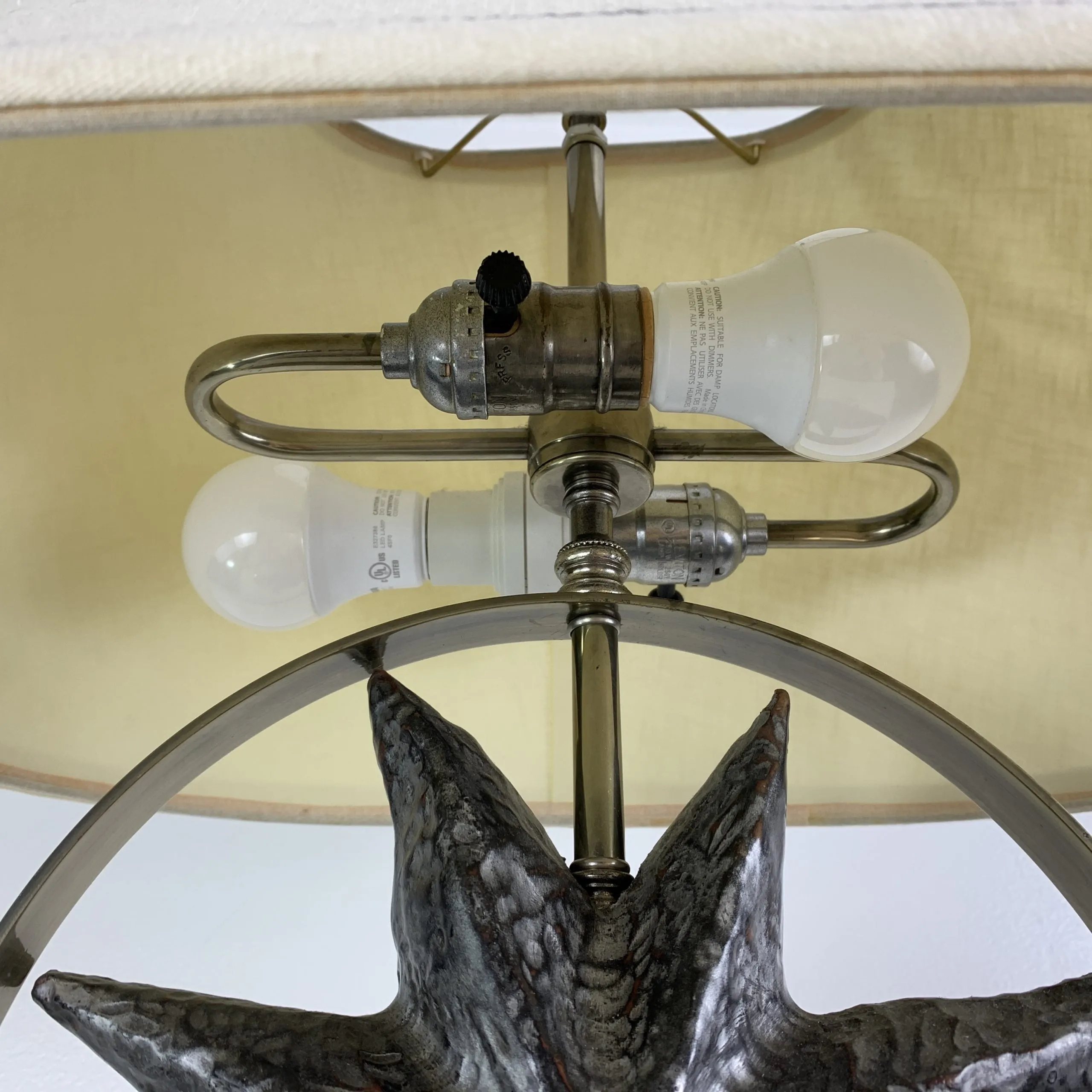 Table Lamp, Brass with Pewter Star Design, Tall