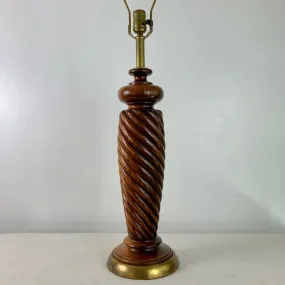 Table Lamp, Wood Barley Twist, Brass Base