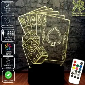 Texas Holdem Poker & Dice Card Game 3D LED Night Light