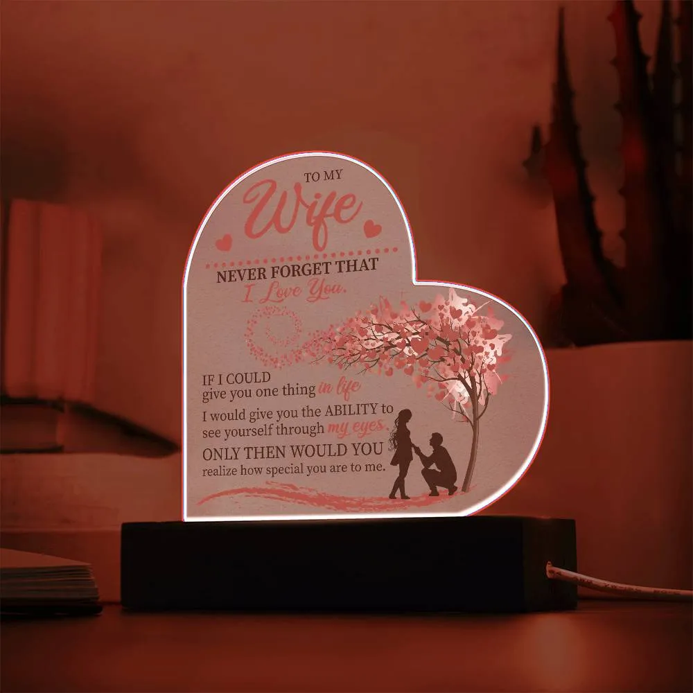 To my Wife Heart Acrylic Plaque Night Light
