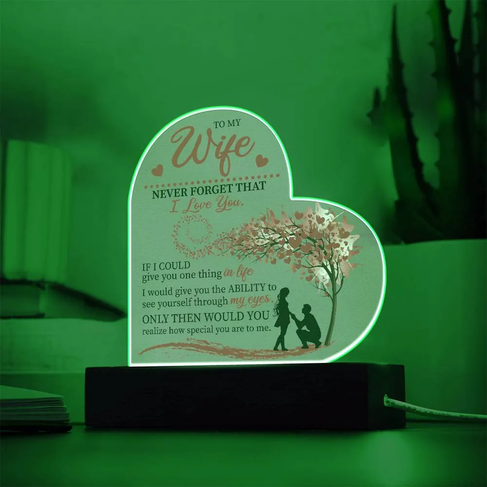 To my Wife Heart Acrylic Plaque Night Light