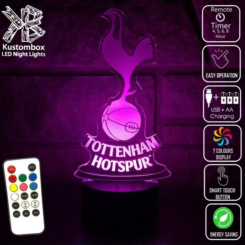TOTTENHAM SPURS Football Soccer Club LED Night Light Lamp