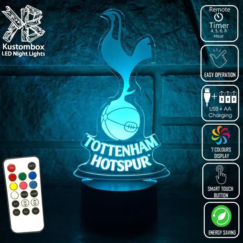 TOTTENHAM SPURS Football Soccer Club LED Night Light Lamp
