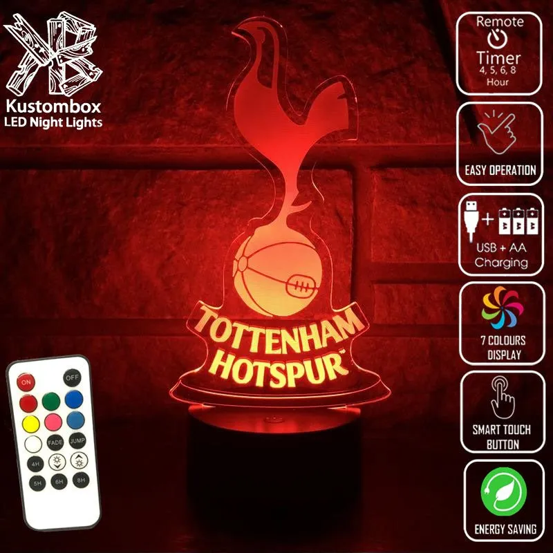 TOTTENHAM SPURS Football Soccer Club LED Night Light Lamp