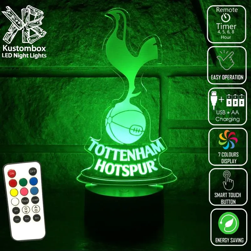 TOTTENHAM SPURS Football Soccer Club LED Night Light Lamp