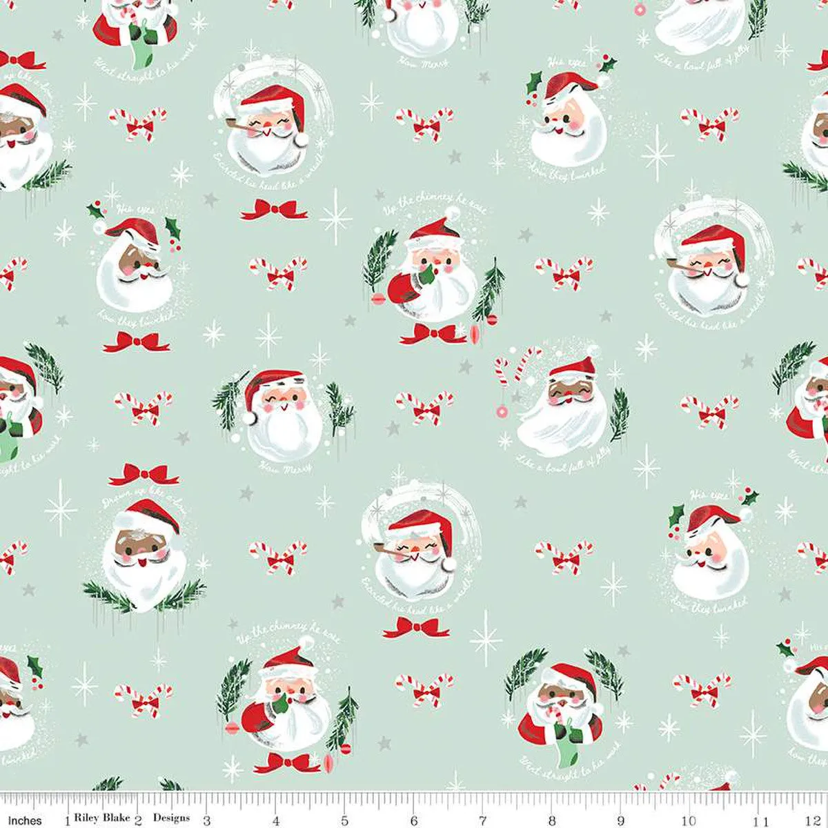 'Twas - Jolly Old Elf in Light Mint Sparkle - SC13462-LTMINT - Half Yard